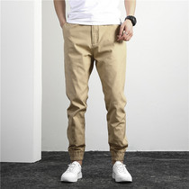 Fashion brand autumn loose leg pants mens Korean version of the trend loose large size tooling small feet casual wild nine-point pants