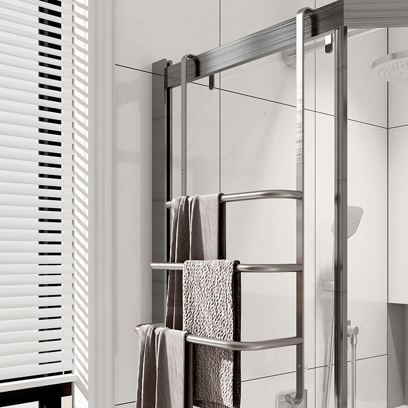 Bathroom towel hanger toilet storage rack free punched door back shower room glass door bath towel light luxury towel rail