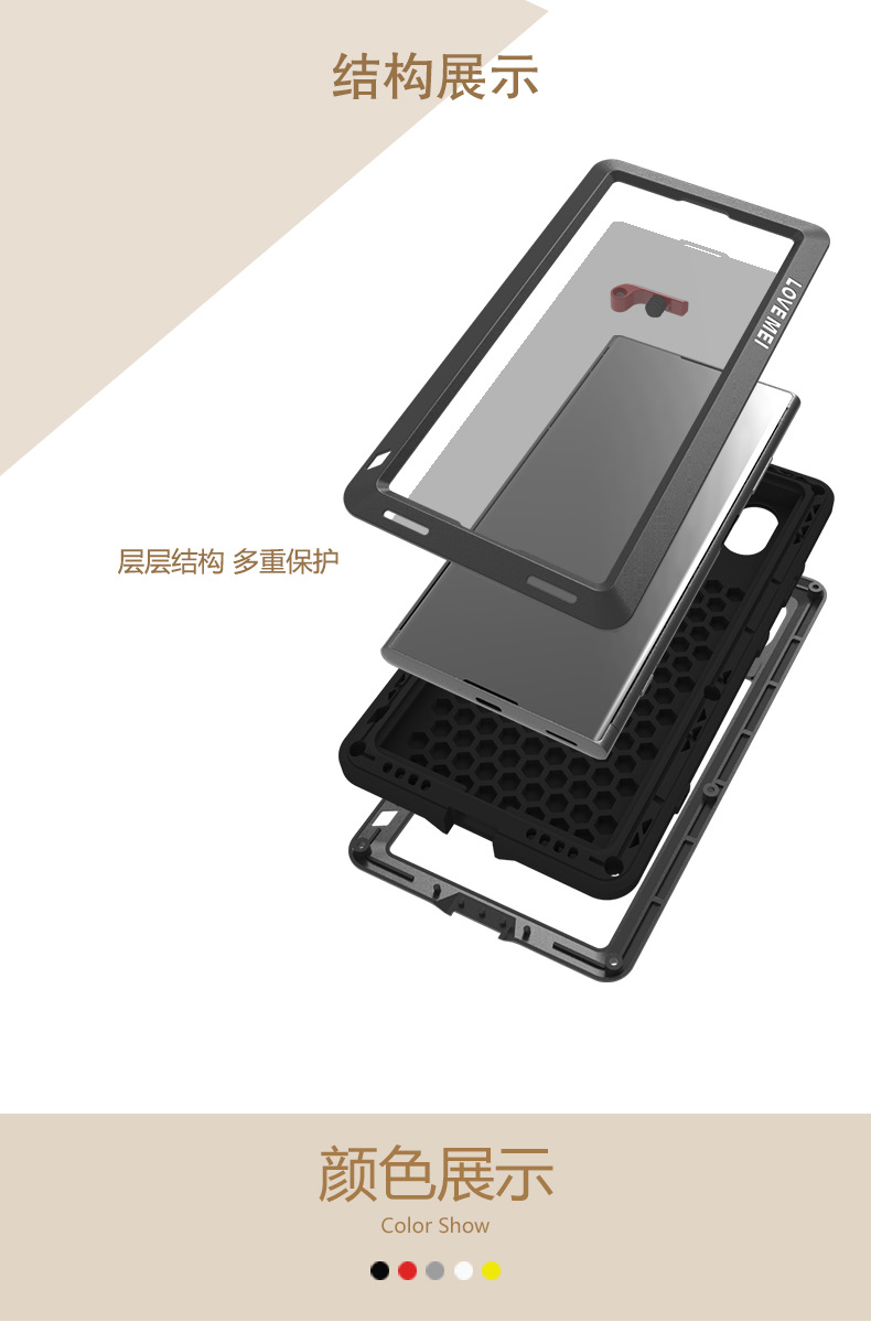 LOVE MEI Powerful Water Resistant Shockproof Dust/Dirt/Snow Proof Aluminum Metal Outdoor Gorilla Glass Heavy Duty Case Cover for SONY Xperia XA1 Plus