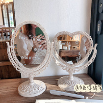 ins wind retro makeup mirror girls heart desktop desktop web red comb makeup mirror bifacial European-style dorm princess mirror