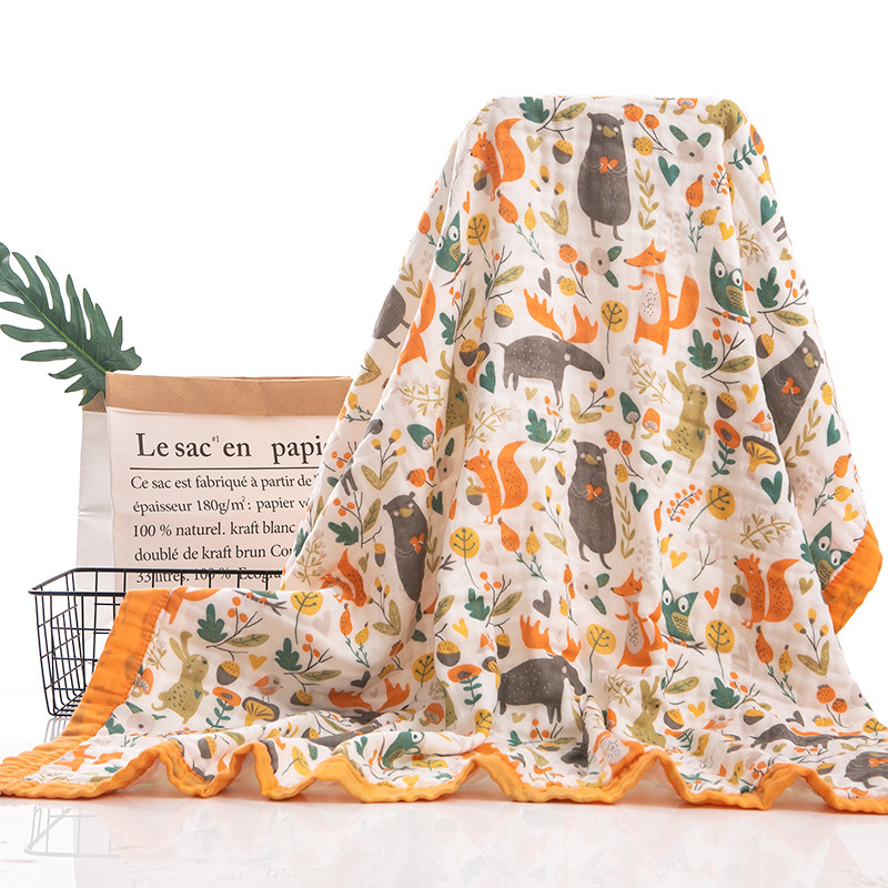 Baby bath towel pure cotton super soft absorbent baby bath gauze newborn baby large super soft 6 layers cotton bath towel