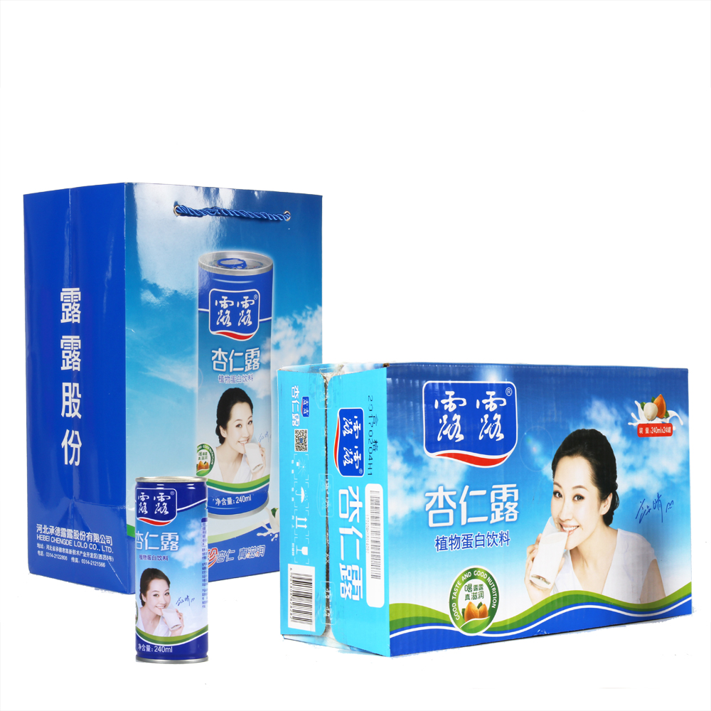 Hebei Chengde Lulu Almond Dew Beverage Chengde to Ship Listening Clothing 20 * 240ml Plant Protein Drinks Bag Breakage