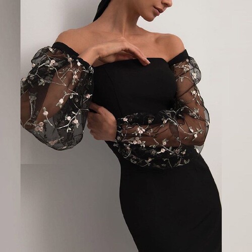 Women's Casual Square Collar Slim Bodycon Party Dress