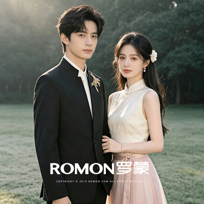 Romon Elegant and Dignified Thin Engagement and Wedding Dress, New Chinese Style Men's Zhongshan Suit, Suit Set with Stand Collar and Embroidery for Men Romon Elegant and Dignified Thin Engagement and Wedding Dress, New Chinese Style Men's Zhongshan Suit, Suit Set with Stand Collar and Embroidery for Men