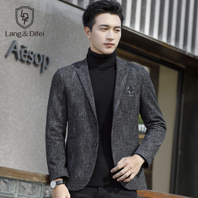 Long Difi suit jacket men's autumn and winter business casual fashion trend suit jacket youth thickened one-piece top