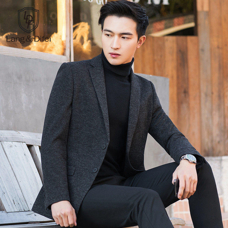 Leisure suit male Korean version of autumn and winter slim single suit young men business handsome formal jacket jacket tide