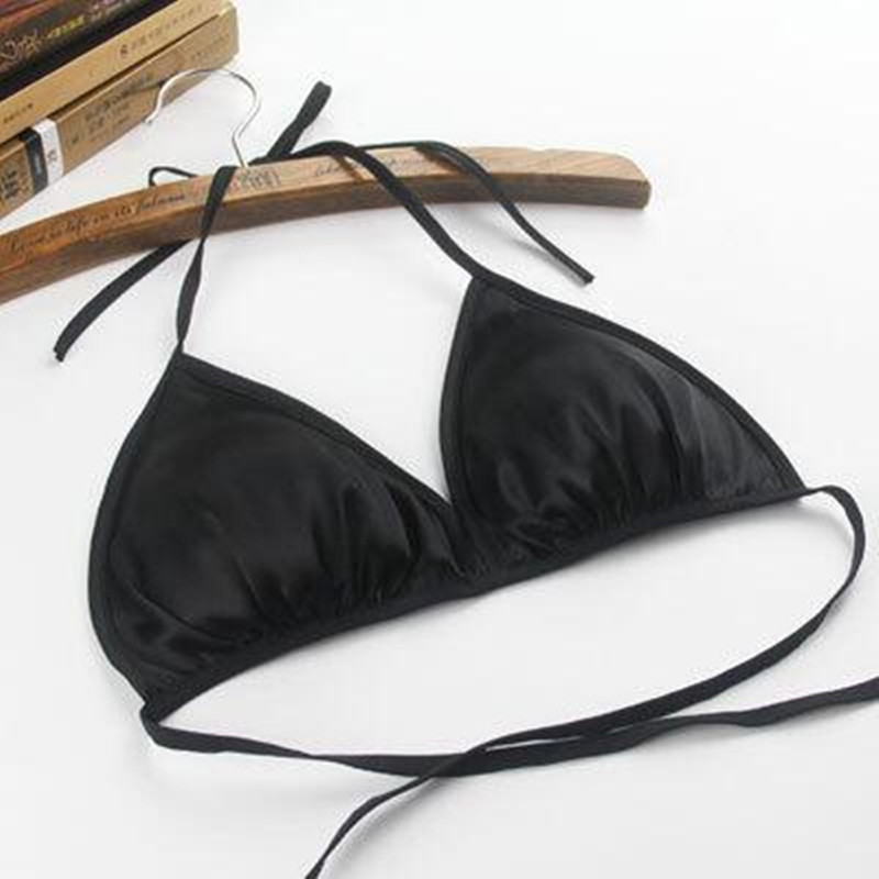 100% Mulberry Silk Japanese-Style Sweet Halter Thin Silk Lace-Up Detachable Padded Bra Sexy Wireless