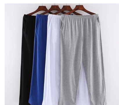 Pajama pants men's trousers cotton summer leisure large size loose thin air-conditioning pants cotton old man high waist home pants