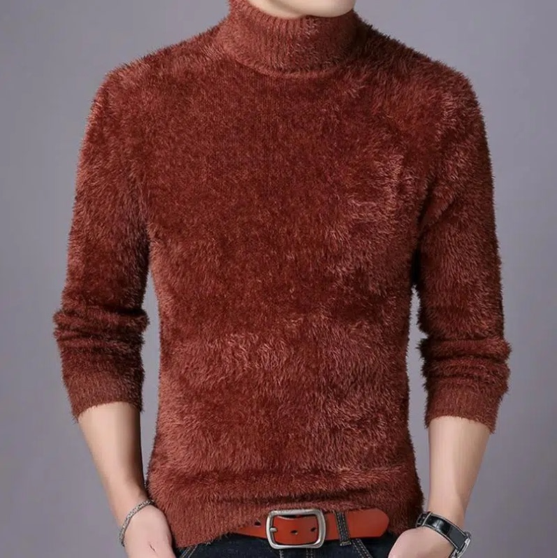 Men's Sweater, Korean Style Mohair Wool Sweater, Trendy Knitwear, Winter Mohair V-Neck Sweater