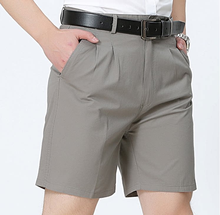 Summer Middle-aged Men 50% Pants Dad High Waist Pure Cotton 50% Pants Mid Aged Loose Large Size Casual Suit Shorts