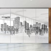 Urban building frosted decorative glass sticker company office creative electrostatic film black and white self-adhesive customization