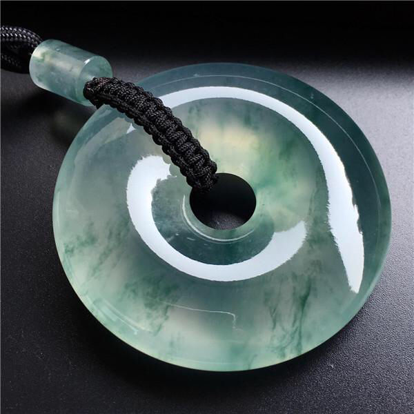 Peace Pendant Jadeite Pendant from Myanmar, Old Pit Jade, Ice Type with Floating Flowers, Processed Jade Pendant Necklace with Certificate Peace Pendant Jadeite Pendant from Myanmar, Old Pit Jade, Ice Type with Floating Flowers, Processed Jade Pendant Necklace with Certificate