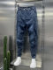 ແຟຊັ່ນ pinch fold washed loose jeans men's 2024 summer trendy brand tapered carrot pants loose harem pants