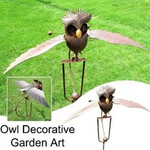 Garden Art Sculpture Metal Owl Pile Eagle Stake