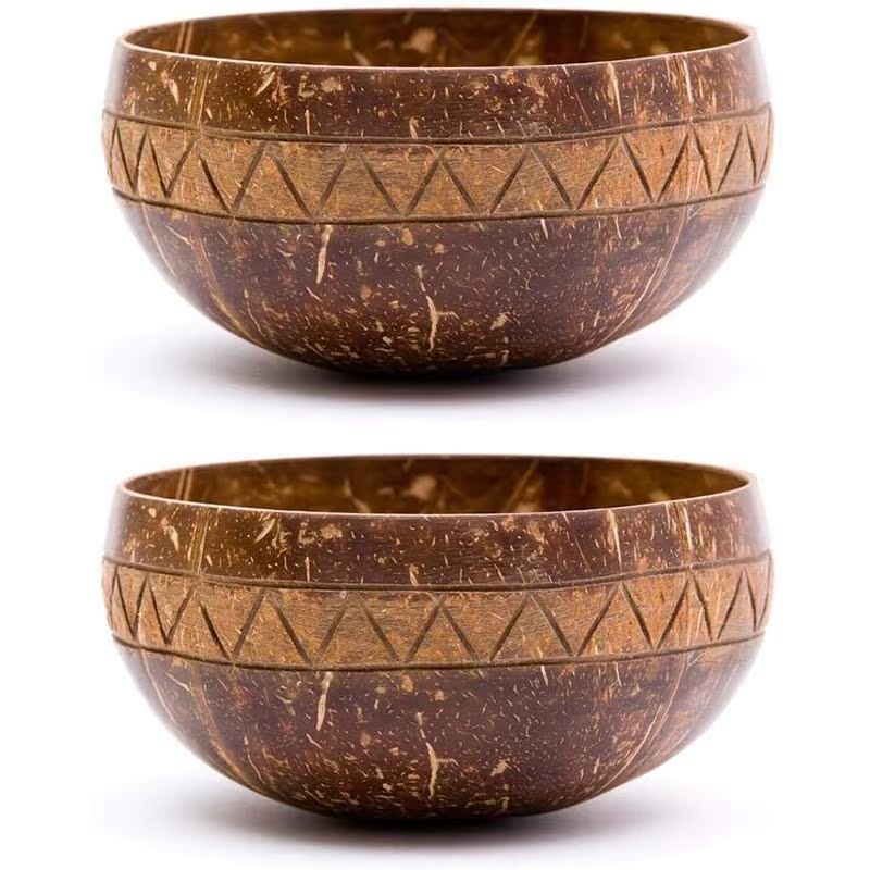 Handcarved Zigzag Coconut BowlVegan Organic Salad Smoothie