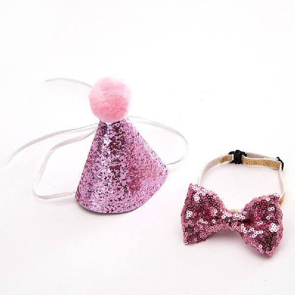 New 2Pcs set Pet Caps With Bowknot Cat Dog Birthday