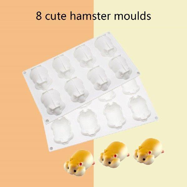 Silicone Fondant Mold 8-Cavity Cute Hamster Shape Handmade