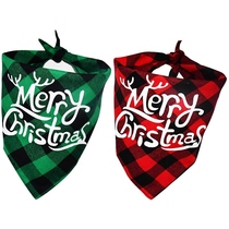 2 Pack Dog Headscarves Classic Buffalo Plaid Pet Scarf Tripl