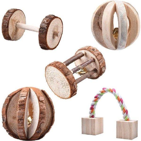 5pcs Amusing Pet Accessories Wooden Care Safe Small Animal