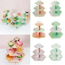 3-Tier Cupcake Stand Paper Hexagon Cake Display Tray Marble