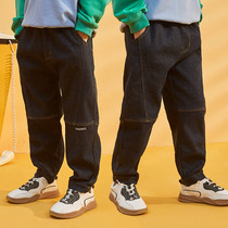 Snow fly childrens trousers boys spring 2021 new style in the big childrens spring and autumn childrens tooling jeans casual trend