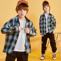 Boys  shirts spring and Autumn childrens shirts fashion casual jackets in the big childrens check spring 2021 new trend