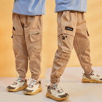 Flying in the snow boys pants spring and autumn 2021 new childrens clothing childrens overalls spring in the big child foreign style Korean version of the tide