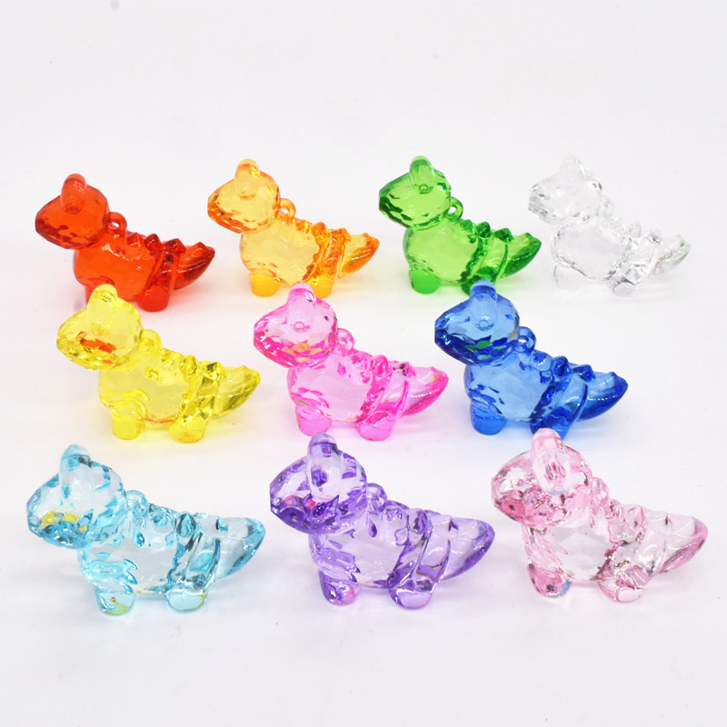 Large number transparent color acrylic crystal cartoon small dinosaur animal DIY accessories pendant kid jewel toy