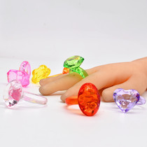 Childrens plastic crystal small ring Red Blue Green purple powder transparent gem toy early education puzzle reward gift teaching aids