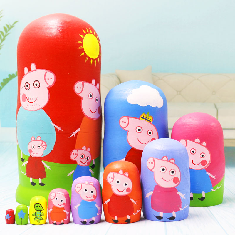 Russian doll Little Pig Princess Hangwood 10 - story Cute Cartoon Puzzle Children's Birthday Gift