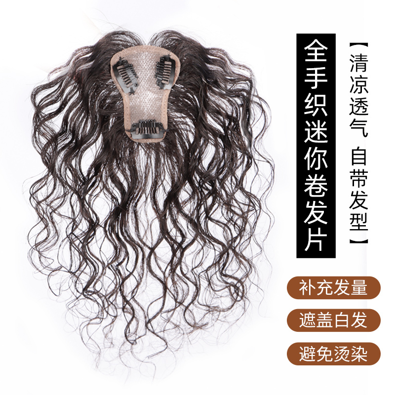 Hand-Woven Wig for Women, Covering White Hair on Top of the Head, Increasing Hair Volume, Realistic, Natural, Long-Lasting, Permed Real Hair, Fake Bangs on Top of the Head Hand-Woven Wig for Women, Covering White Hair on Top of the Head, Increasing Hair Volume, Realistic, Natural, Long-Lasting, Permed Real Hair, Fake Bangs on Top of the Head