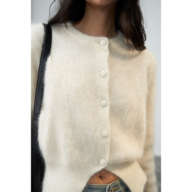 BLANKLABEL mohair soft waxy knitted cardigan women's 2024 new spring high-end loose top jacket