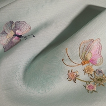 (true silk hand embroidered short yarn-green series) handmade embroidery Su embroidery sheet old mulberry silk cloth Han clothes qipao