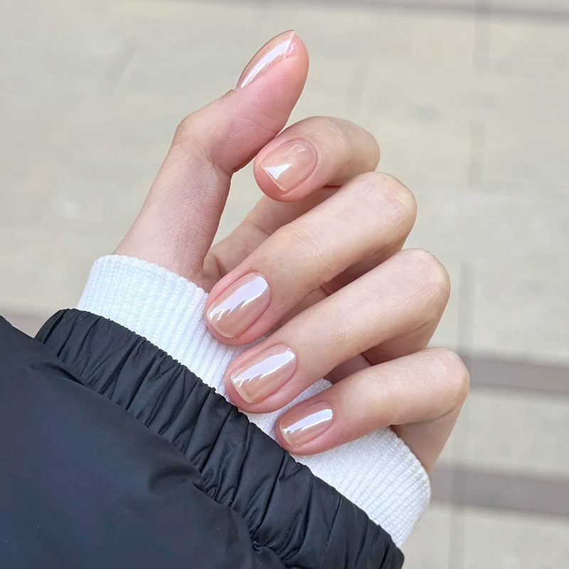 Handmade Nude Color Haili Manicure Wearable Nails Short Style 2026 New Super Popular Light Luxury High-End Nail Tips New Product Brightening