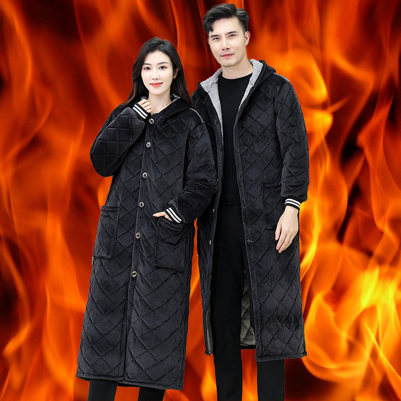 Thickened Fleece-Lined Warm Coveralls for Men and Women, Extended Length Workwear, Cotton Apron, Cold-Proof Cotton Coat, Outerwear