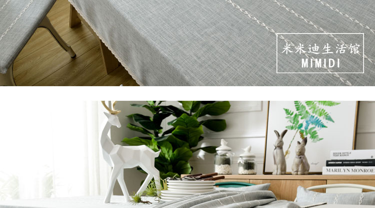 Mỹ khăn trải bàn vải cotton và linen màu rắn văn học bàn khăn trải bàn hiện đại nhỏ gọn vuông vòng sọc bảng bàn cà phê mat khăn trải bàn tròn