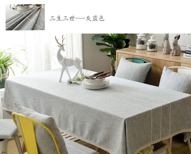 Mỹ khăn trải bàn vải cotton và linen màu rắn văn học bàn khăn trải bàn hiện đại nhỏ gọn vuông vòng sọc bảng bàn cà phê mat