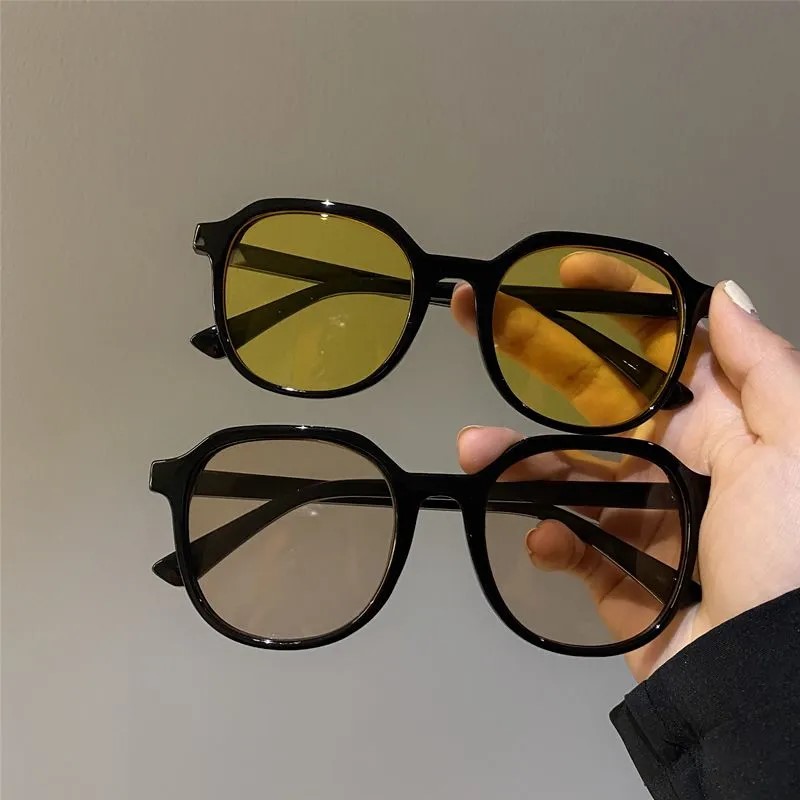 Concave shape street shooting retro personality big face fashion brown sunglasses female slim isn Korean version of sunglasses male trend