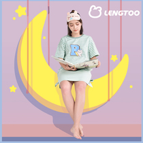 Cold rabbit baby 2018 summer new short-sleeved night dress female Korean version loose cute cartoon round neck pajamas home skirt