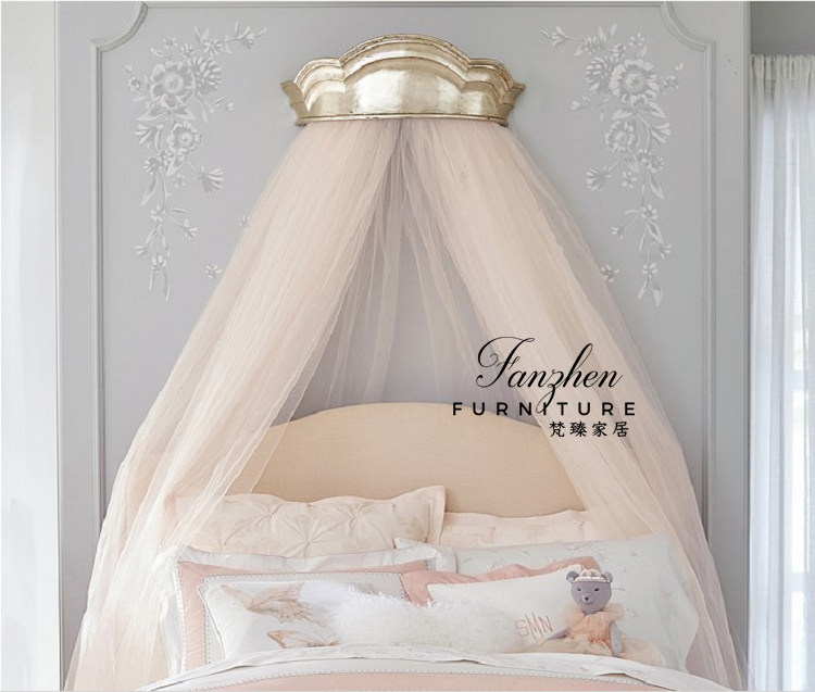 European style bed mantle frame solid wood court children's princess room maiden decoration bedside curtain bedroom crown mantle creel custom