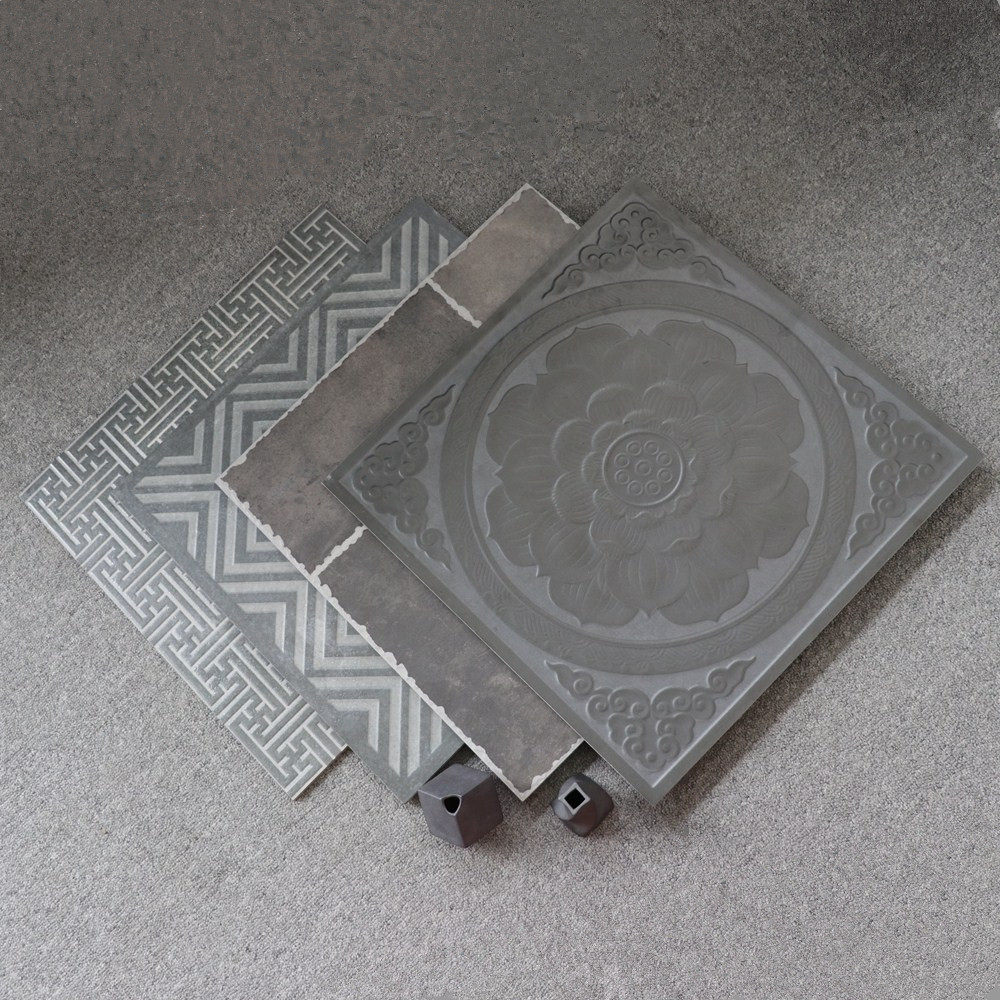 Tonics Chinese retro tile 600x600 Outdoor imitation ancient brick tea building courtyard Four-in-house anti-slip and abrasion resistant floor tiles