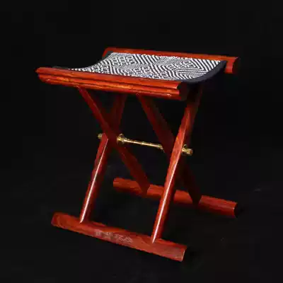 Shandong solid horse horse tie mahogany craft Mazza portable Mazza folding stool shoe change chair to send gifts to the elderly