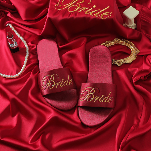 Bridesmaid Slippers Disposable Wedding Slippers Wedding Embroidery New Style Wedding Bridesmaid Slippers for Women
