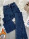 2024 Winter Flared Jeans for Women, Height-Enhancing, Long Legs, Fleece-Lined, Thickened, Vintage, Slightly Flared, Floor-Length Pants