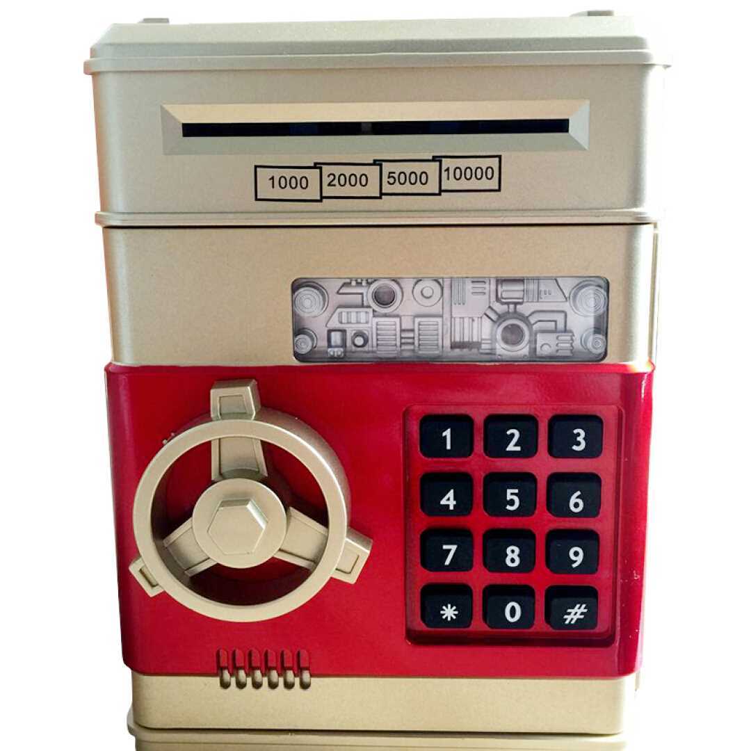 Gold Code Boxoriginality fingerprint children Piggy bank Password box Piggy deposit ATM automatic Open the door savings bank new year gift