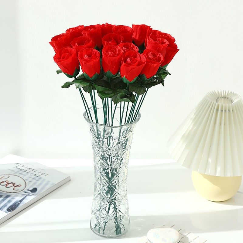 Simulation Roses Valentine's Day Plastic Bouquet Single Fake Flower Living Room Fittings Dry Flower Deposit Decoration