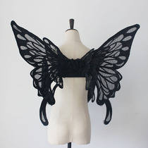 Original handmade black and white butterfly wings that can be carried on the back of Miss Lolita Furla tea party photo props