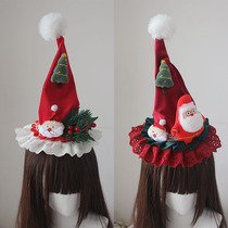 Original handmade Christmas cute fur ball tip with shapeable Christmas hat Christmas tree side clip Santa Claus hair accessory