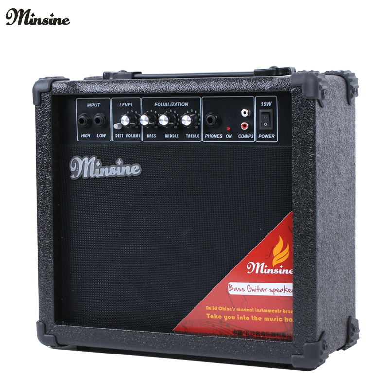 Mingsen 15W Electric Guitar Speaker 15W Electric Box Wooden Guitar Sound with Distortion MP3 Dual Input