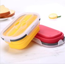 Food grade silicone lunch box microwave oven with lid student lunch box refrigerator storage box fresh-keeping box foldable heating